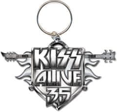 CurePink Přívěšek na klíče Kiss: Alive 35 Tour (3,8 x 4,5 cm)