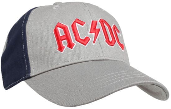 CurePink Kšiltovka AC/DC: T2 červené logo (UNIVERSÁLNÍ) šedá bavlna