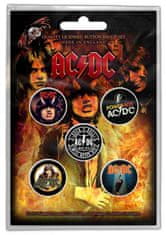 CurePink Set 5 placek - odznaků AC/DC: Highway To Hell (průměr 2,5 cm)