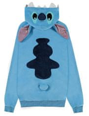 CurePink Pánská mikina s kapucí Disney|Lilo & Stitch: Stitch s ušima a ocasem (L) modrý polyester