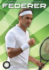 CurePink Nástěnný kalendář 2025: Roger Federer (A3 29,7 x 42 cm)