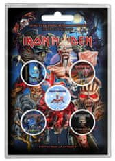 CurePink Set 5 placek - odznaků Iron Maiden: Later Albums (průměr 2,5 cm)