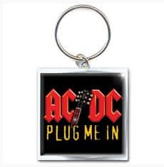 CurePink Klíčenka AC/DC: Plug Me In (4,5 x 4,5 cm)