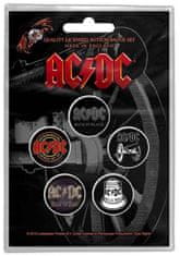 CurePink Set 5 placek - odznaků AC/DC: For Those About To Rock (průměr 2,5 cm)