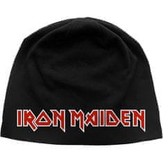 CurePink Zimní čepice Iron Maiden: Červené logo (univerzální) bavlna