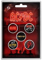 CurePink Set 5 placek - odznaků AC/DC: Power Up (průměr 2,5 cm)