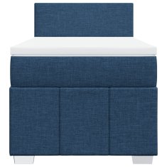 Vidaxl Box spring postel s matrací modrá 90x200 cm textil