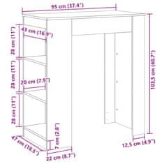 Vidaxl Barový stůl s regály bílý 95 x 47 x 103,5 cm kompozitní dřevo