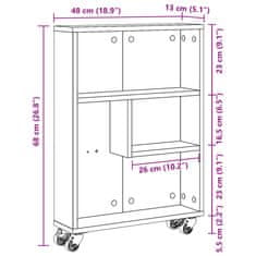 Vidaxl Úzký úložný vozík černý 48 x 13 x 68 cm kompozitní dřevo