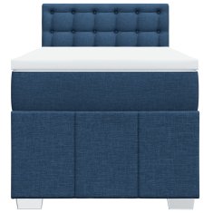 Vidaxl Box spring postel s matrací modrá 90x190 cm textil