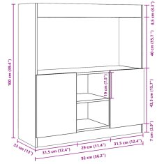 Petromila Skříň highboard černá 92 x 33 x 100 cm kompozitní dřevo