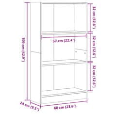 Vidaxl Knihovna bílá 60 x 24 x 109 cm kompozitní dřevo