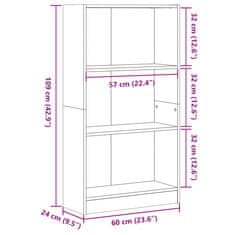 Vidaxl Knihovna betonově šedá 60 x 24 x 109 cm kompozitní dřevo