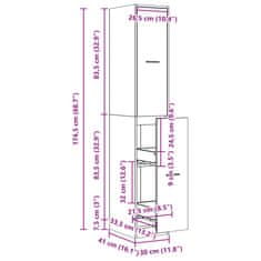 Vidaxl Skříňka na léky šedá sonoma 30 x 41 x 174,5 cm kompozitní dřevo