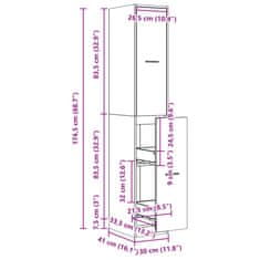Vidaxl Skříňka na léky hnědý dub 30 x 41 x 174,5 cm kompozitní dřevo