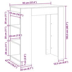 Vidaxl Barový stůl s regály dub sonoma 95 x 47 x 103,5 cm kompozit