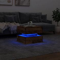 Vidaxl Konferenční stolek s LED osvětlením old wood 50 x 50 x 40 cm