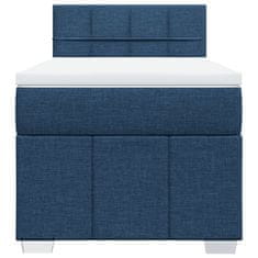 Vidaxl Box spring postel s matrací modrá 90x190 cm textil