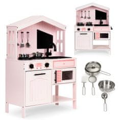 EcoToys Dřevěná kuchyně pro děti Cheerful kitchen růžová