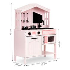 EcoToys Dřevěná kuchyně pro děti Cheerful kitchen růžová