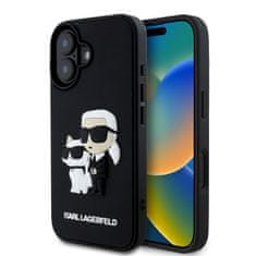 Karl Lagerfeld Zadní kryt 3D Rubber Karl and Choupette pro iPhone 16 Plus Black