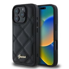 Guess Originální zadní kryt PU Leather Quilted pro iPhone 16 Pro Black