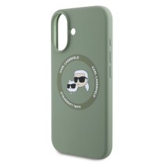 Karl Lagerfeld Zadní kryt Liquid Silicone K&amp;CH Heads MagSafe pro iPhone 16 Kaki