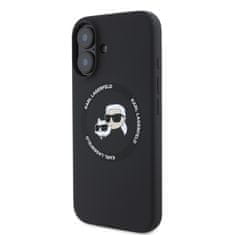 Karl Lagerfeld Zadní kryt Liquid Silicone K&amp;CH Heads MagSafe pro iPhone 16 Black