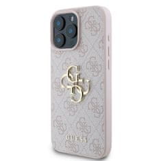 Guess Originální zadní kryt PU 4G Metal Logo pro iPhone 16 Pro Pink