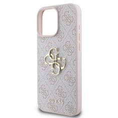 Guess Originální zadní kryt PU 4G Metal Logo pro iPhone 16 Pro Pink