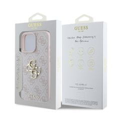 Guess Originální zadní kryt PU 4G Metal Logo pro iPhone 16 Pro Pink