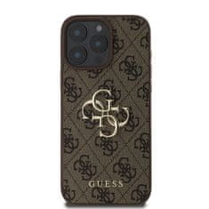 Guess Originální zadní kryt PU 4G Metal Logo pro iPhone 16 Pro Brown