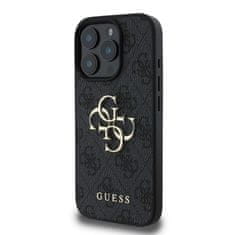 Guess Originální zadní kryt PU 4G Metal Logo pro iPhone 16 Pro Max Grey