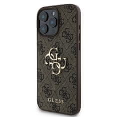 Guess Originální zadní kryt PU 4G Metal Logo pro iPhone 16 Pro Brown