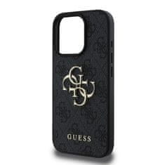 Guess Originální zadní kryt PU 4G Metal Logo pro iPhone 16 Pro Grey