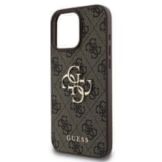 Guess Originální zadní kryt PU 4G Metal Logo pro iPhone 16 Pro Max Brown