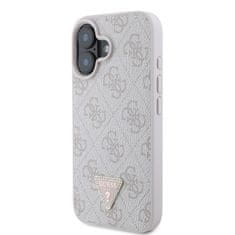 Guess Originální zadní kryt PU 4G Strass Triangle Metal Logo pro iPhone 16 Pink