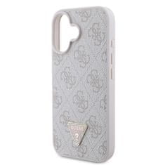 Guess Originální zadní kryt PU 4G Strass Triangle Metal Logo pro iPhone 16 Pink