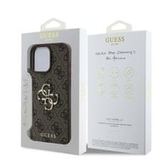 Guess Originální zadní kryt PU 4G Metal Logo pro iPhone 16 Pro Max Brown