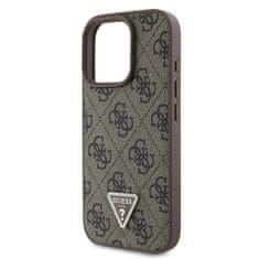 Guess Originální zadní kryt PU 4G Strass Triangle Metal Logo pro iPhone 16 Pro Brown