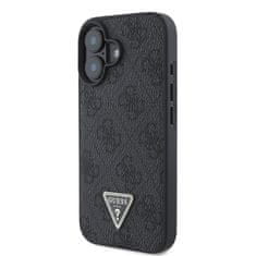 Guess Originální zadní kryt PU 4G Strass Triangle Metal Logo pro iPhone 16 Black