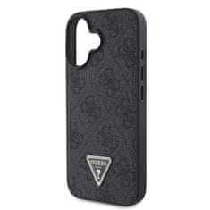 Guess Originální zadní kryt PU 4G Strass Triangle Metal Logo pro iPhone 16 Black