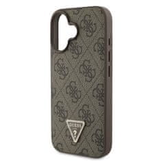 Guess Originální zadní kryt PU 4G Strass Triangle Metal Logo pro iPhone 16 Brown