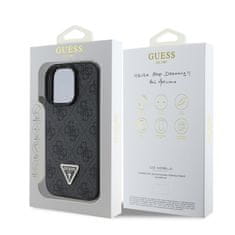 Guess Originální zadní kryt PU 4G Strass Triangle Metal Logo pro iPhone 16 Pro Black