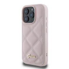 Guess Originální zadní kryt PU Leather Quilted pro iPhone 16 Pro Pink