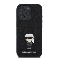 Karl Lagerfeld Zadní kryt Fixed Glitter Metal Ikonik pro iPhone 16 Pro Black