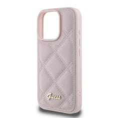 Guess Originální zadní kryt PU Leather Quilted pro iPhone 16 Pro Pink