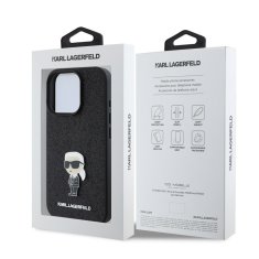 Karl Lagerfeld Zadní kryt Fixed Glitter Metal Ikonik pro iPhone 16 Pro Max Black