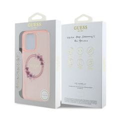 Guess Zadní kryt IML Flowers Ring MagSafe pro iPhone 16 Pro Max Pink