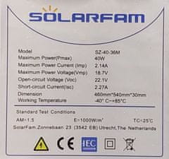 sapro FVE Fotovoltaický solární panel 12V/40W SZ-40-36M, 540x460x30mm